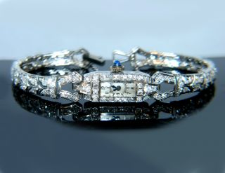 PLATIN Diamantuhr ART DECO 1,70 ct Diamanten Armbanduhr Diamant Uhr