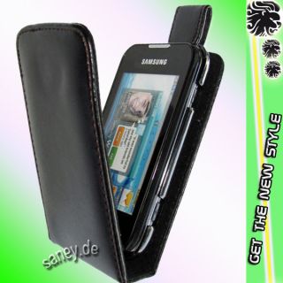 Samsung S5330 Wave 533/Leder/Etui/Flip/Tasche/für/Schutz/Case/Schwarz