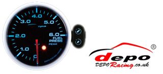 DEPO racing 60 mm Smoked Fuel Pressure Gauge w/ sensor