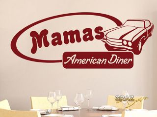 Wandtattoo Wandaufkleber Retro Mamas American Diner mit Oldtimer
