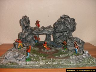 Diorama Wildwest Felsen Lager für 7 cm Indianer Figuren Elastolin