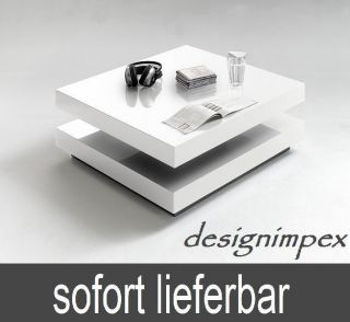 Design Couchtisch G 555 weiß Hochglanz drehbar NEU Tisch