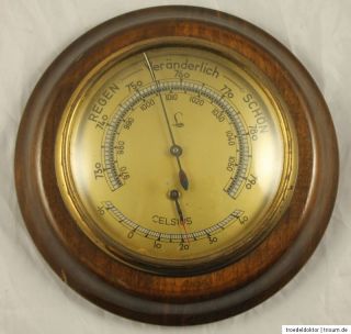 Kleine Wetterstation Barometer Thermometer Original Lufft Nr. 412 Holz