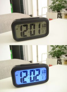 Light Control LCD Digital Snooze Alarm Clock time LED Backlight
