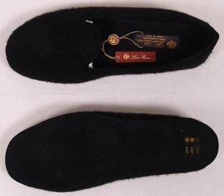 LORO PIANA SHOES $575 BLACK CASHMERE QUILTED HOUSE SHOES SLIPPERS 11
