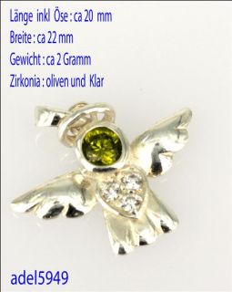 Anhänger 925 Silber oliven und klar Zirkonia Engel Schutzengel