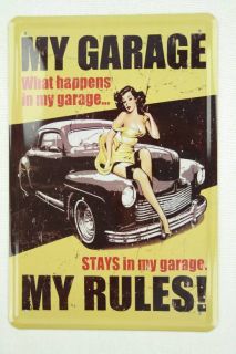 Blechschild, My Garage, My Rules, 20x30 cm Deko Schild Metallschild