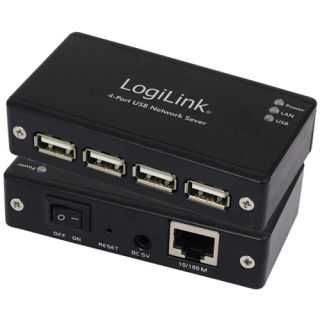 LogiLink USB HUB 4 Port Netzwerk Server schwarz 4260113570555