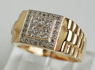 XXL Gold Ring 585 mit insgesamt 0,5 Karat Diamanten Herrenring Größe