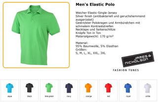 James & Nicholson Herren Elastic Polo Shirt Poloshirt Kontraststreifen