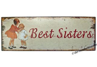 RETRO Blechschild *BEST SISTERS* Nostalgie Metallschild zum Aufhängen