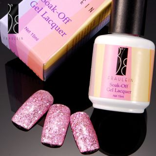 Fräulein3°8 Glitter Pink Soak off UV Gel Polish 15ml UK