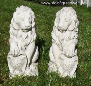 Löwen Paar Steinfigur Steinguss Gartenfigur frostfest