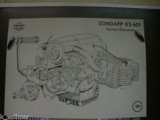 Zündapp KS 601 Getriebe Querschn. Plakat Poster Original