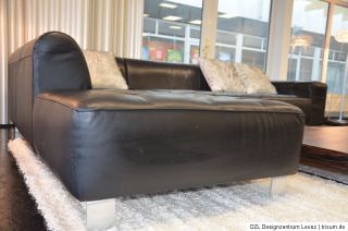 Couchgarnitur Eckgarnitur Sofa Design Leder schwarz Chrom Neupreis