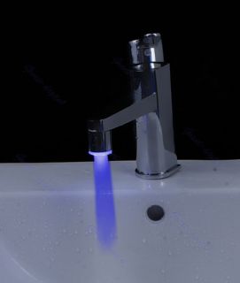 Color LED Filter Glow Bathroom Sink Basin Faucet Temperature Sensor