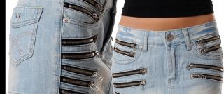 Neu BT Jeans Rock Minirock Mini viele Reißverschlüsse Gr. 34 M und