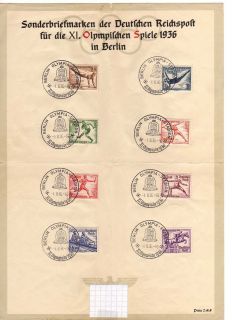 Sonderbriefmarken deut.Reichspost,Nr 609 616/ 11.Olympische Spiele