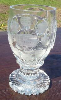 A628/ geschliffener Glas Becher Pokal Andenken Teplitz Biedermeier um