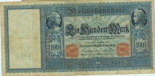 Banknote Deutsches Reich 100 Mark 1909 Ro. 38
