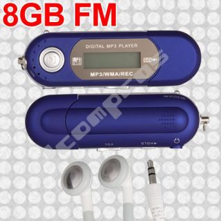 8GB LCD MP3 Player Spieler FM Radio USB Aufnahmegerät Blau