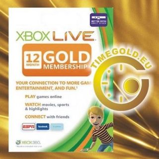 Xbox 360   Live Gold Mitgliedschaft Card 12 Monate [ WORLDWIDE ] [ KEY
