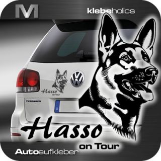 A647 Wunschname Schäferhund on Tour Auto Aufkleber Hund