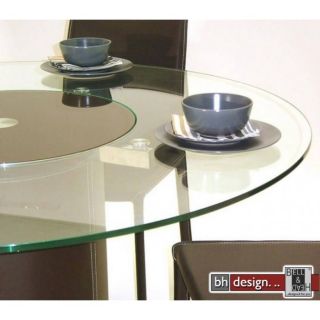 Design Esstisch Glas mit Braunglas, drehbar 137 cm Rund NEU