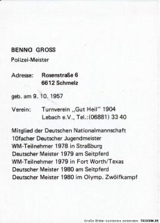 Benno Gross Turnen AK 80er Jahre Orig. Sign. +A 13207