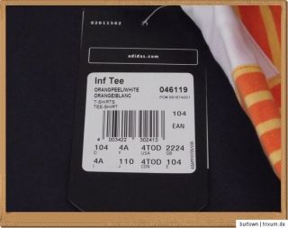 ADIDAS T Shirt 98 104 NEU orange weiß, großes Print Sport Jungs