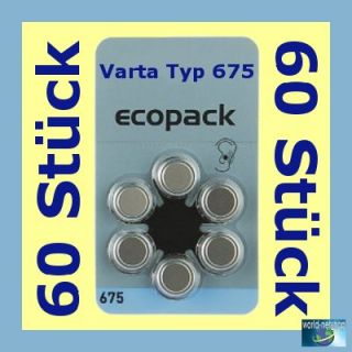 60 Hörgerätebatterien Hörgeräte Batterien VARTA Ecopack