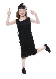 Mädchen Schwarzes Flapper Kleid Kinder 1920s Kostüm Charleston