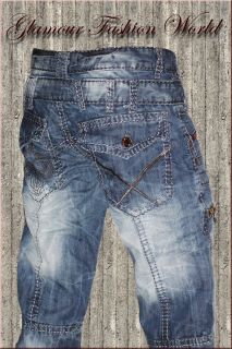 HoT Style Kosmo Lupo Männer Jeans in Used Optik mit Ziernähten