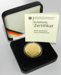 Erste Deutsche 100 Euro Goldmünze   zur Währungsunion Einführung