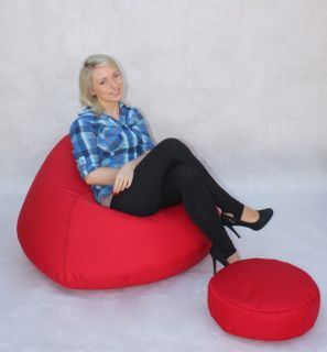 Sitzsack Loungesessel Sessel Sofa mit Hocker rot