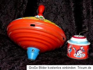 Blechspielzeug aus Blech Kreisel und Musikdose LBZ Western Germany