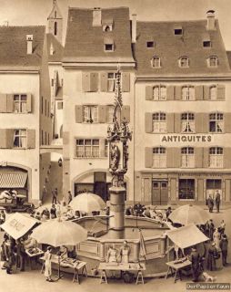 Fischmarkt Basel Schweiz Markt Brunnen Stoecklin 1938