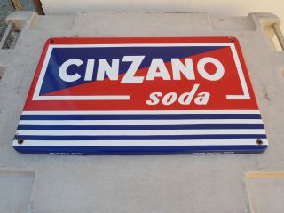 TOP CINZANO SODA ALT ITALIEN EMAILSCHILD 1950 SCHILD SIGN EMAIL