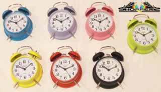 Wecker Glockenwecker Nostalgie Uhr Metall in lila incl. Varta Batterie