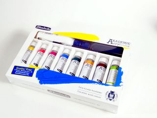 Schmincke Akademie Acryl Farben Set   8 Tuben + 2 Flaschen Acrylfarbe