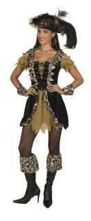 Piratin Pia Gold Kostüm Lady Pirat Kleid Karnevalskostüm Damen Gr