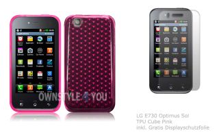 Silikonhülle Tasche Case für LG E730 Optimus Sol in Cube/Pink +Folie