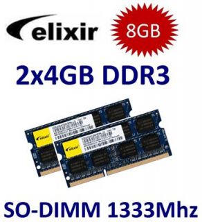 8GB Kit RAM DDR3 1333 Mhz SODIMM 2x 4GB PC3 10600