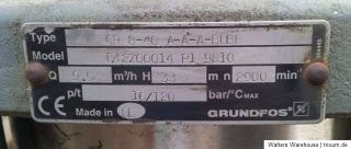 Pumpe Grundfos CR 8   40 1,5KW Druckerhöhung Waschanlage Trinkwasser