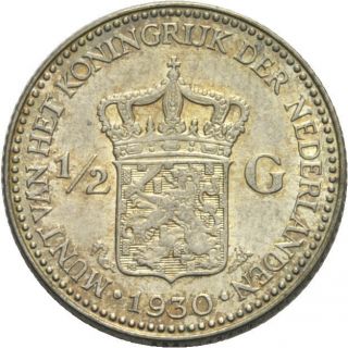 LANZ Niederlande Wilhelmina 1 2 Gulden 1930 Utrecht Wappen Silber