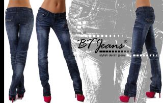 Neu BT Jeans Damen Hüftjeans Hose blue Zipper Teilungsnähte Style