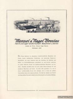 Menzel Nagel Breslau Landwirtschaft Maschinen 1924