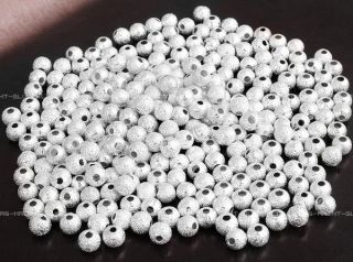 300 Stk. 4mm Stardust Kugel Perlen Metallperlen Silber