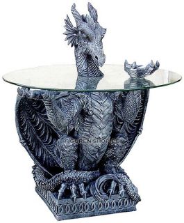 Drachentisch mit Glasplatte Gothic Drachen Tisch Drache Dragon Fantasy