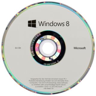 Microsoft Windows 8   64 Bit   DVD inkl. Lizenzkey   Deutsch